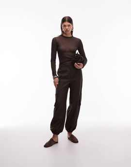 ASOS DESIGN ASOS DESIGN tailored straight leg pants with cuff and utility pocket detail in chocolate-Brown