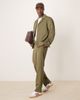 ASOS DESIGN ASOS DESIGN tailored straight pants in dark green with elastic waist - part of a set - 1
