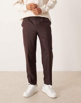 ASOS DESIGN ASOS DESIGN tailored tapered pants in dark burgundy microtexture