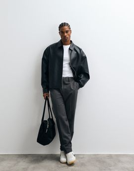 ASOS DESIGN ASOS DESIGN tailored tapered pants with elastic waist and rolled cuffs in charcoal-Gray