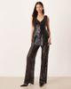 ASOS DESIGN ASOS DESIGN tailored v-neck sequin cinched waist peplum top in black - part of a set - 2