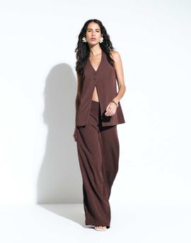 ASOS DESIGN ASOS DESIGN Tailored wide leg clean waist floaty pants in brown