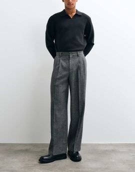 ASOS DESIGN ASOS DESIGN tailored wide leg pants with wool in charcoal texture-Gray