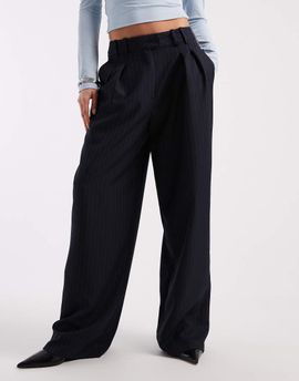 ASOS DESIGN ASOS DESIGN tailored wide leg pleated pants in navy pinstripe