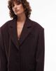 ASOS DESIGN ASOS DESIGN tailored wool blend oversized power shoulder blazer in chocolate pinstripe-Brown - 2
