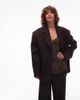 ASOS DESIGN ASOS DESIGN tailored wool blend oversized power shoulder blazer in chocolate pinstripe-Brown - 3
