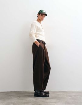 ASOS DESIGN ASOS DESIGN tailored wool blend wide barrel leg pants in dark brown microtexture