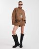 ASOS DESIGN ASOS DESIGN tailored wrap skort in brushed plaid - part of a set-Brown - 1