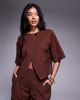 ASOS DESIGN ASOS DESIGN tailored wrap top with gold tone button in chocolate - part of a set-Brown - 1