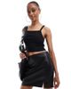 ASOS DESIGN ASOS DESIGN Tall split front leather look mini skirt in black - 2