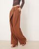 ASOS DESIGN ASOS DESIGN Tall tailored asymmetric wrap wide leg pants with buckle detail in tobacco-Brown - 2