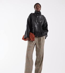 ASOS DESIGN ASOS DESIGN Tall Tailored faux leather barrel pants in light brown