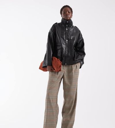 ASOS DESIGN ASOS DESIGN Tall Tailored faux leather barrel pants in light brown