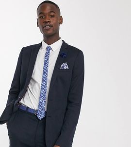 ASOS DESIGN ASOS DESIGN Tall wedding super skinny suit jacket in wool look in navy