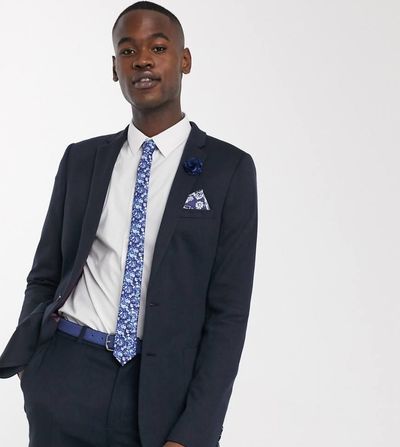 ASOS DESIGN ASOS DESIGN Tall wedding super skinny suit jacket in wool look in navy
