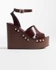 ASOS DESIGN ASOS DESIGN Tamara cut out studded wedges in burgundy-Red - 1