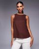 ASOS DESIGN ASOS DESIGN tank top with scoop back in linen look in chocolate-Brown - 1