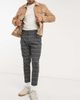 ASOS DESIGN ASOS DESIGN tapered cropped double pleat smart pants in wool mix check-Grey - 1