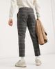 ASOS DESIGN ASOS DESIGN tapered cropped double pleat smart pants in wool mix check-Grey - 2