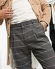 ASOS DESIGN ASOS DESIGN tapered cropped double pleat smart pants in wool mix check-Grey - 3