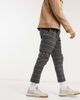 ASOS DESIGN ASOS DESIGN tapered cropped double pleat smart pants in wool mix check-Grey - 4