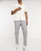 ASOS DESIGN ASOS DESIGN tapered smart pants in white and navy stripe - 1