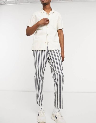 ASOS DESIGN ASOS DESIGN tapered smart pants in white and navy stripe