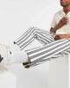 ASOS DESIGN ASOS DESIGN tapered smart pants in white and navy stripe - 4