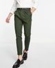 ASOS DESIGN ASOS DESIGN tapered turnup smart pants in khaki texture-Green - 1
