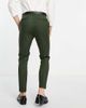 ASOS DESIGN ASOS DESIGN tapered turnup smart pants in khaki texture-Green - 2
