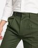 ASOS DESIGN ASOS DESIGN tapered turnup smart pants in khaki texture-Green - 3