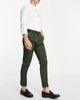 ASOS DESIGN ASOS DESIGN tapered turnup smart pants in khaki texture-Green - 4