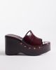 ASOS DESIGN ASOS DESIGN Tara eel effect wedges in burgundy-Red - 1