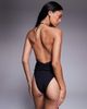 ASOS DESIGN ASOS DESIGN Tara super plunge swimsuit with tie detail in black - 4