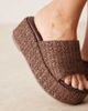 ASOS DESIGN ASOS DESIGN Teagan flatform footbed wedge sandals in chocolate raffia-Brown - 2