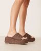 ASOS DESIGN ASOS DESIGN Teagan flatform footbed wedge sandals in chocolate raffia-Brown - 4