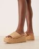 ASOS DESIGN ASOS DESIGN Teagan flatform footbed wedges in natural raffia-Neutral - 4
