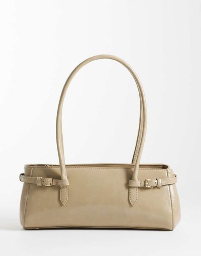 ASOS DESIGN ASOS DESIGN textured belted shoulder bag in stone-Purple