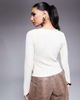 ASOS DESIGN ASOS DESIGN textured button up long sleeve t-shirt in cream-White - 4
