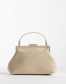 ASOS DESIGN ASOS DESIGN textured frame mini clutch bag in stone-Neutral