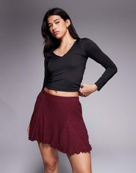 ASOS DESIGN ASOS DESIGN textured godet mini skirt in burgundy