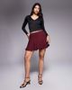 ASOS DESIGN ASOS DESIGN textured godet mini skirt in burgundy - 4