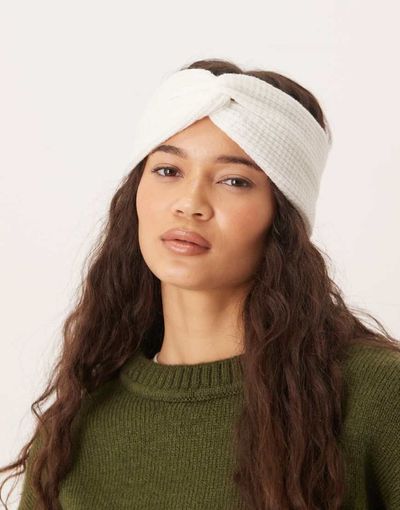 ASOS DESIGN ASOS DESIGN textured knit headband in winter white