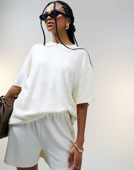 ASOS DESIGN ASOS DESIGN textured knit oversized t-shirt in cream-White