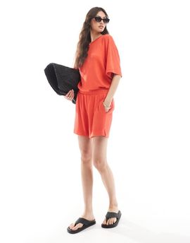 ASOS DESIGN ASOS DESIGN textured knit shorts in red - part of a set