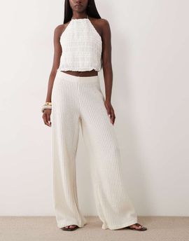 ASOS DESIGN ASOS DESIGN textured knit wide leg pants-White