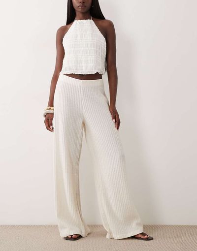 ASOS DESIGN ASOS DESIGN textured knit wide leg pants-White