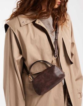 ASOS DESIGN ASOS DESIGN textured mini clutch bag with cross-body strap in chocolate-Brown