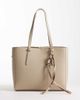 ASOS DESIGN ASOS DESIGN textured multi compartment tote bag with detachable bag charm in stone-White - 1