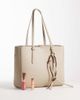 ASOS DESIGN ASOS DESIGN textured multi compartment tote bag with detachable bag charm in stone-White - 2